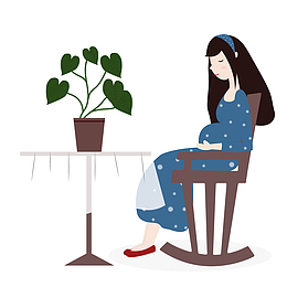 手绘孕妇母亲节装饰