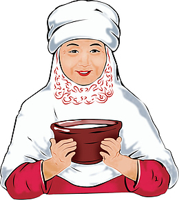 手捧酥油茶的女士