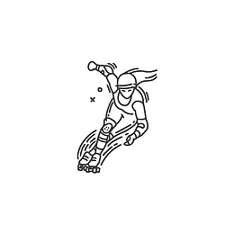 线描卡通黑色溜冰女人