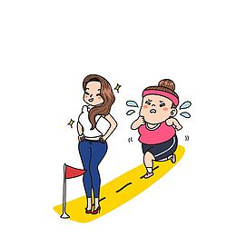 免抠卡通跑步健身的女人