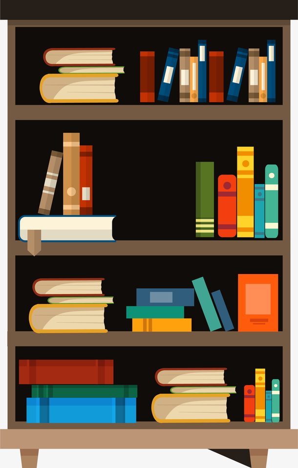 卡通手绘书架 插画图案
