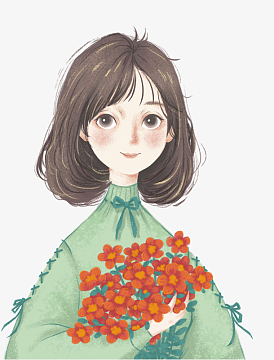 手绘装饰小清新女孩插画素材