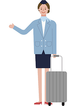卡通拉着行李箱的女人
