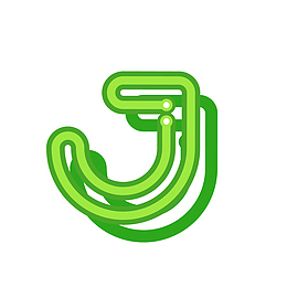 绿色小清新霓虹灯字母J免抠素材