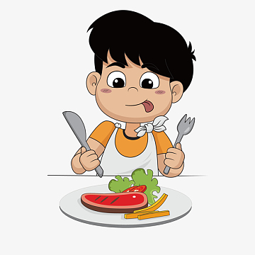 卡通男孩吃东西图案