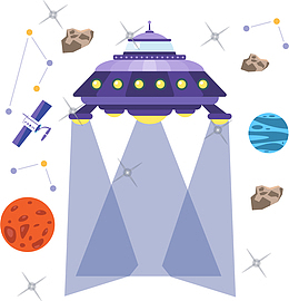 手绘宇宙飞船插画装饰图案