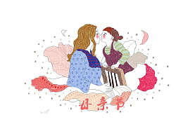 母亲节小清新主题插画