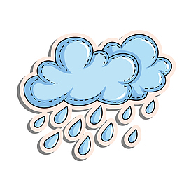 蓝色多云下雨装饰