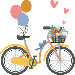 小清新有花篮的自行车矢量插画素