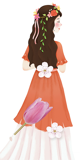 卡通小清新手绘女孩插画