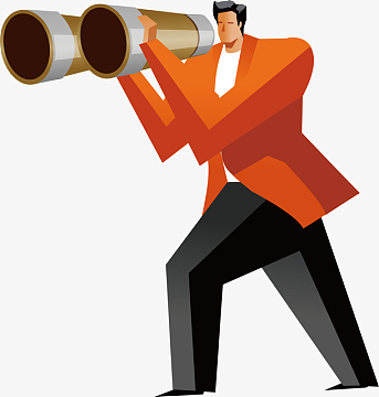 望远镜男士矢量卡通商务人物插画