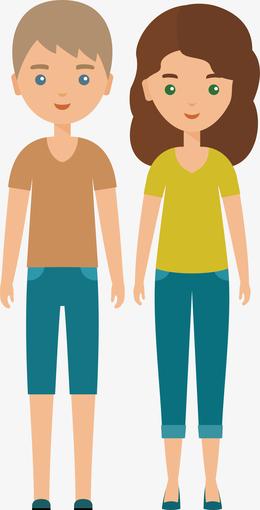 创意时装男女卡通矢量青年人物素