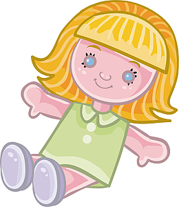 矢量手绘可爱洋娃娃