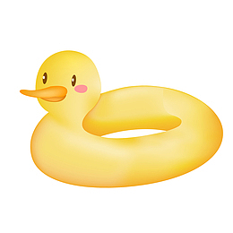 手绘矢量黄色鸭子游泳圈