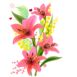 手绘粉色漂亮鲜花