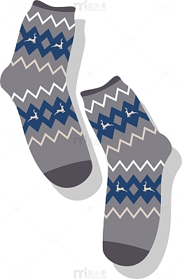 矢量冬天袜子花纹图案
