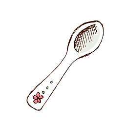 矢量手绘白色勺子