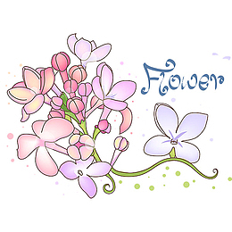 手绘时尚丁香花底纹免抠