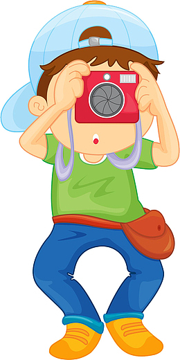 卡通拍照的男孩免抠图