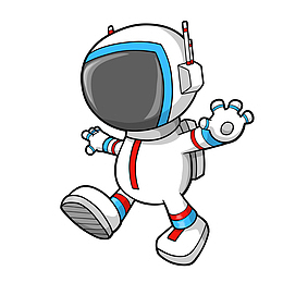 创意手绘外太空行走宇航员