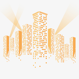时尚橙色楼群设计矢量图