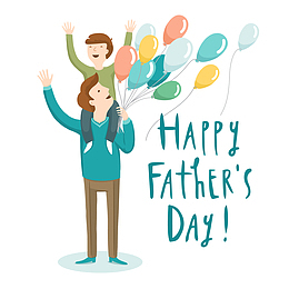 矢量手绘骑脖子父子