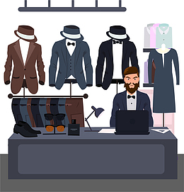 卡通时尚男装品牌店插画设计