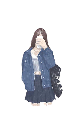 手绘时尚卡通女孩