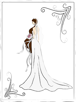 黑色花纹与美女插画