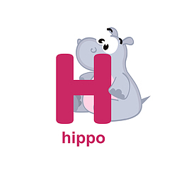 Hippo可爱河马字母免抠素材