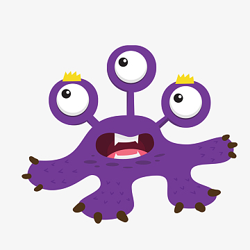 矢量手绘卡通三眼怪兽