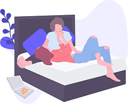 卡通时尚躺在床上人物插画装饰图