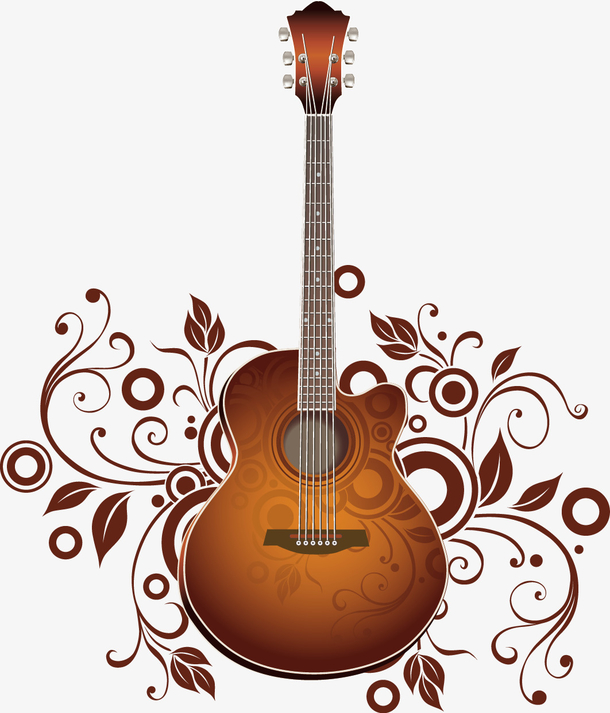 时尚花纹吉他乐器矢量免抠素材免费下载_觅元素51yuansu.com