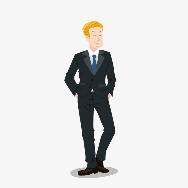 矢量手绘帅气穿西服男生素材免费下载_觅元素