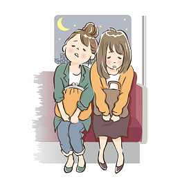 瞌睡疲惫女生矢量手绘