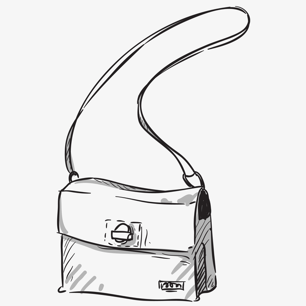 单肩包素描画简图