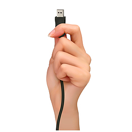 拿充电线充电手势