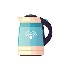 矢量手绘wifi热水壶
