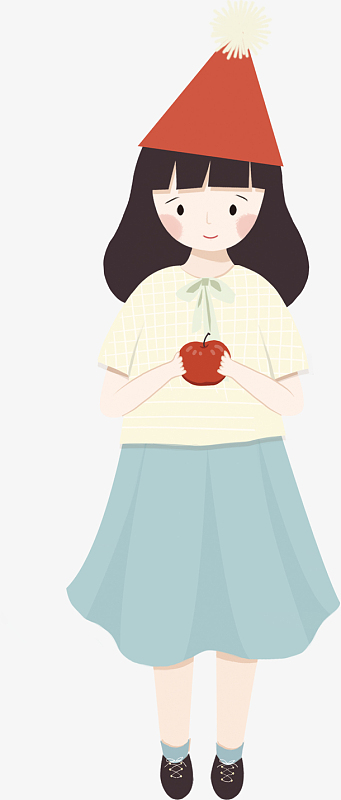 卡通女孩简约时尚现代红帽平面