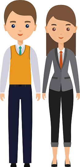 马甲男生西服女生卡通矢量青年人