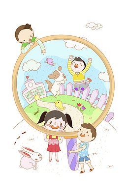 放大镜与小朋友