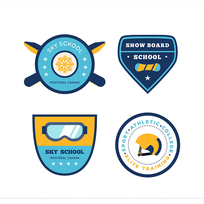 滑雪学校徽章素材