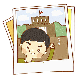 手绘小男孩照片免抠图