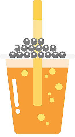 黄色卡通珍珠奶茶