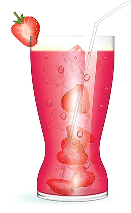 粉红色夏天草莓汁