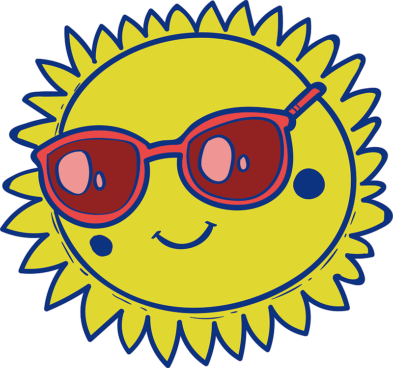 清凉夏日小元素卡通太阳矢量素材