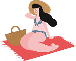 夏天海滩休闲美女矢量素材