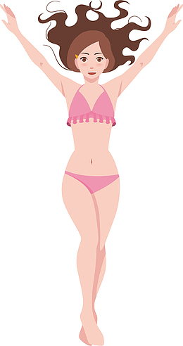 夏天可爱阳光海滩长发美女矢量素