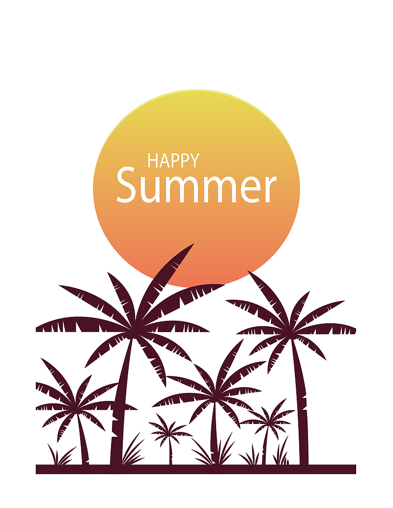 快乐夏天海边椰子树
