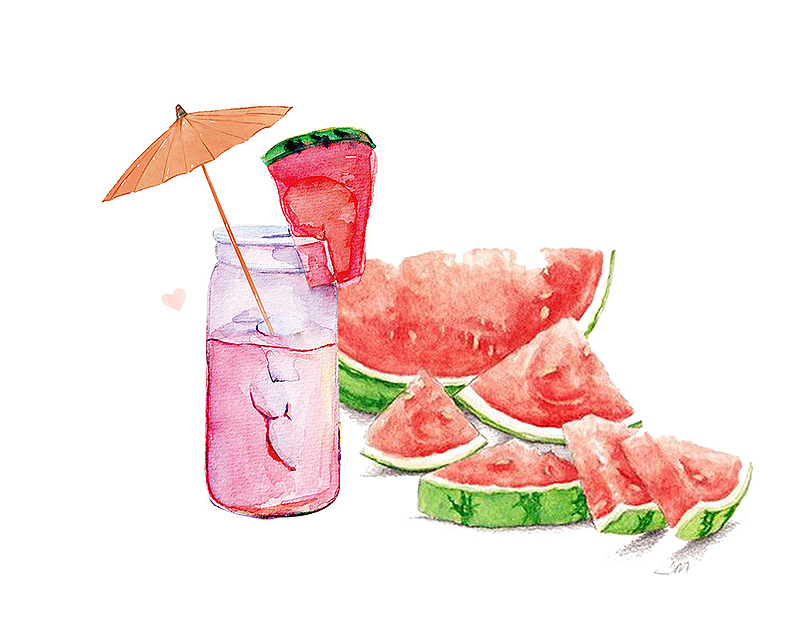 夏天创意西瓜与饮料背景海报